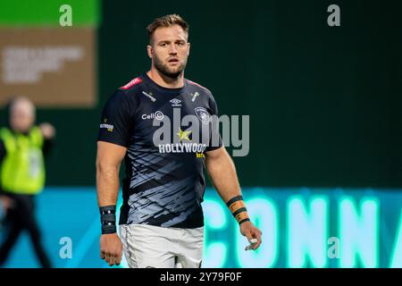 Galway, Irlande. 29 septembre 2024. Jason Jenkins des Sharks lors du match de la ronde 2 du United Rugby Championship entre Connacht Rugby et Hollywoodbets Sharks au stade Dexcom de Galway, Irlande le 28 septembre 2024 (photo by Andrew SURMA/ Credit : Sipa USA/Alamy Live News Banque D'Images