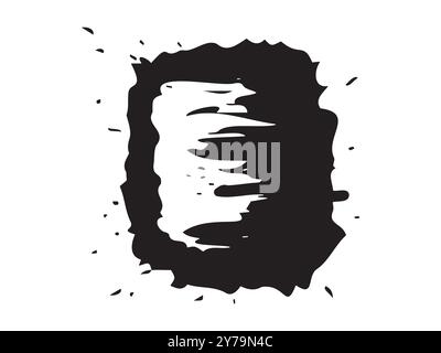 Éclaboussures de peinture abstraite noire isolées sur un fond blanc. Concept de design artistique, tache d'encre, style grunge, élément créatif. Imprimé, icône, détail de conception. Illustration de Vecteur