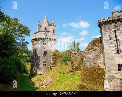 Tours elfiques, forteresse Largoet, Elven, Morbihan, France Banque D'Images