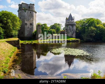 Tours elfiques, forteresse Largoet, Elven, Morbihan, France Banque D'Images