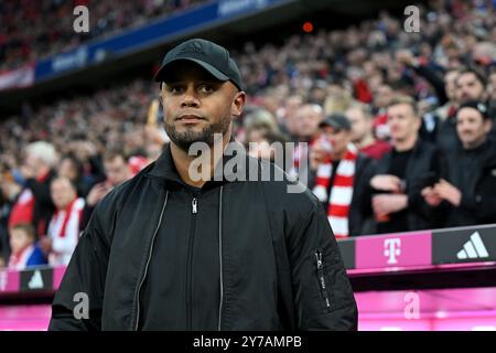 Munich, Allemagne. 28 septembre 2024. Football, Bundesliga, Bayern Munich - Bayer Leverkusen, Journée 5, Allianz Arena, entraîneur de Munich Vincent Kompany avant le match. Crédit : Sven Hoppe/dpa/Alamy Live News Banque D'Images