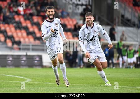 Seraing, Belgique. 29 septembre 2024. Le Liège Flavio Da Silva célèbre après avoir marqué lors d'un match de football entre le RFC Seraing et le RFC Liège, dimanche 29 septembre 2024 à Seraing, le jour 6 de la deuxième division 2024-2025 'Challenger Pro League' 1B du championnat belge. BELGA PHOTO JOHAN Eyckens crédit : Belga News Agency/Alamy Live News Banque D'Images