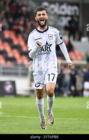 Seraing, Belgique. 29 septembre 2024. Le Liège Flavio Da Silva célèbre après avoir marqué lors d'un match de football entre le RFC Seraing et le RFC Liège, dimanche 29 septembre 2024 à Seraing, le jour 6 de la deuxième division 2024-2025 'Challenger Pro League' 1B du championnat belge. BELGA PHOTO JOHAN Eyckens crédit : Belga News Agency/Alamy Live News Banque D'Images
