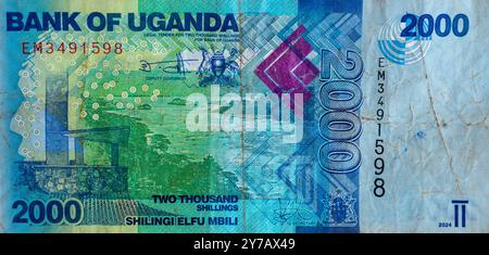 Deux mille shillings ougandais note Banque D'Images