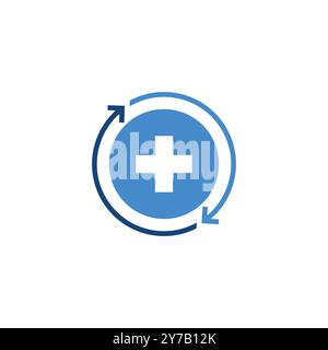 Icône de croix médicale et de flèche. Icônes de croix avec des flèches circulaires symboles de processus médical ou de mise à jour illustration vectorielle Illustration de Vecteur