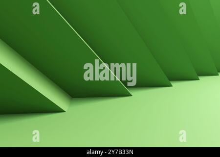Scène minimale abstraite avec des formes géométriques. Podium en couleur verte. Maquette de scène pour montrer les produits. Vitrine, vitrine, vitrine. rendu 3d. Banque D'Images