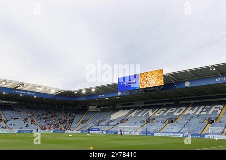 LEICESTER, ROYAUME-UNI, 29 SEPTEMBRE 2024. Vue générale du King Power Stadium lors du match de football Barclays FA Super League pour femme entre Leicester City et Arsenal au King Power Stadium de Leicester, en Angleterre. (Crédit : James Holyoak / Alamy Live News) Banque D'Images