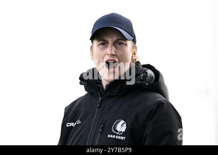 Aalter, Belgique. 29 septembre 2024. Tête Heleen Jaques de AA Gent photographiée lors d'un match de football féminin entre le Club Brugge Dames YLA et AA Gent lors de la 5ème journée de la saison 2024 - 2025 de la Super League belge Lotto Womens, le dimanche 29 septembre 2024 à Aalter, Belgique . Crédit : Sportpix/Alamy Live News Banque D'Images