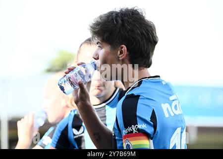 Aalter, Belgique. 29 septembre 2024. Isabelle Iliano (18 ans) du Club YLA photographiée lors d'un match de football féminin entre le Club Brugge Dames YLA et AA Gent lors de la 5ème journée de la saison 2024 - 2025 de la Super Ligue belge des femmes du loto, le dimanche 29 septembre 2024 à Aalter, Belgique . Crédit : Sportpix/Alamy Live News Banque D'Images