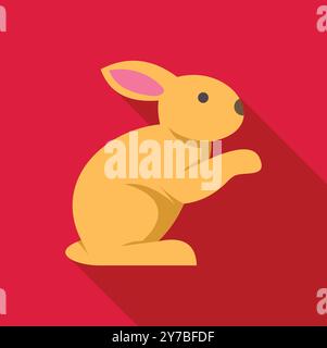 Illustration vectorielle minimaliste d'un lapin assis, en jaune et rouge, idéal pour des projets liés aux animaux, à la nature ou aux animaux de compagnie Illustration de Vecteur