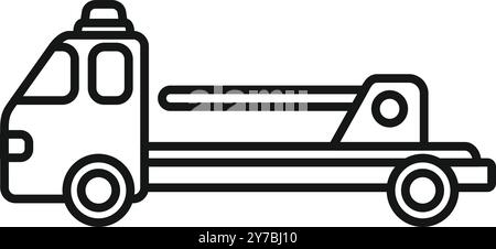 Icône de ligne simple d'une dépanneuse avec une plate-forme pour remorquer d'autres véhicules Illustration de Vecteur