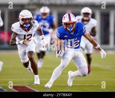 JAKE BAILEY (12 ans), receveur des SMU Mustangs Wide, joue pendant le match entre les Florida State Seminoles et les SMU Mustangs le 28 septembre 2024 au Gerald J. Ford Stadium de Dallas, Texas. (Photo par : Jerome Hicks/Sipa USA) crédit : Sipa USA/Alamy Live News Banque D'Images