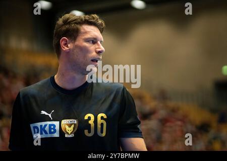 Odense, Danemark. 26 septembre 2024. Tobias Reichmann (36) de Füchse Berlin vu lors du match de Ligue des Champions EHF entre Fredericia Handball Klub et Füchse Berlin au Jyske Bank Arena à Odense. Banque D'Images