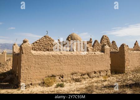 Kirghizistan, environs de Naryn, cimetière local Banque D'Images