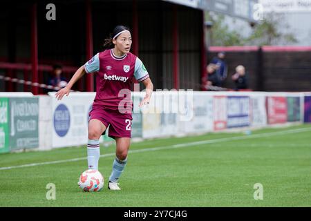 Londres, Royaume-Uni. 29 septembre 2024. Londres, Angleterre, septembre 29 2024 : Li Mengwen (26 West Ham) en action lors du match de Super League entre West Ham et Liverpool au Chigwell construction Stadium à Londres, en Angleterre. (Pedro Porru/SPP) crédit : SPP Sport Press photo. /Alamy Live News Banque D'Images