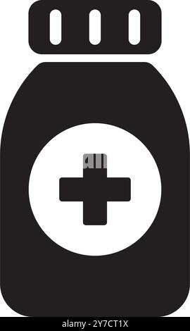 Icône de bouteille de médecine, conception de logo d'illustration vectorielle Illustration de Vecteur