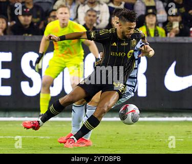 BMO Stadium, Californie, États-Unis. 25 septembre 2024. LAFC remporte le Championnat Lamar Hunt Open Cup 2024. Sur la photo, l’attaquant du LAFC DENIS BOUANGA #99 durant la deuxième moitié du match au BMO Stadium à Los Angeles, CA, le 25 septembre 2024. (Crédit image : © Serena S.Y. Hsu/ZUMA Press Wire) USAGE ÉDITORIAL SEULEMENT! Non destiné à UN USAGE commercial ! Banque D'Images