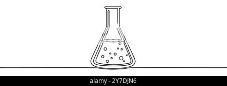 Dessin continu d'une ligne du flacon de laboratoire. Illustration de Vecteur