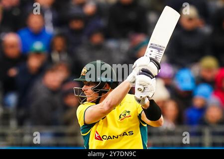 Bristol, Royaume-Uni, 29 septembre 2024. Steve Smith, l'australien, batteur lors du match international d'un jour de la Fifth Metro Bank entre l'Angleterre et l'Australie. Crédit : Robbie Stephenson/Gloucestershire Cricket/Alamy Live News Banque D'Images