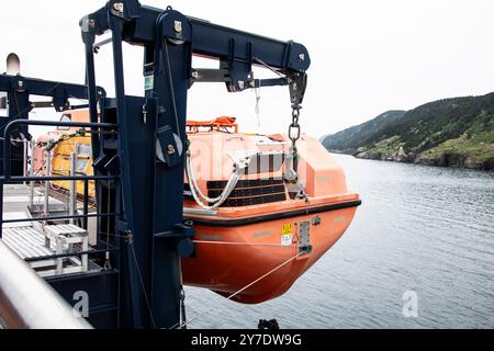 Bateau de sauvetage sur le ferry du légionnaire à Bell Island, Terre-Neuve-et-Labrador, Canada Banque D'Images