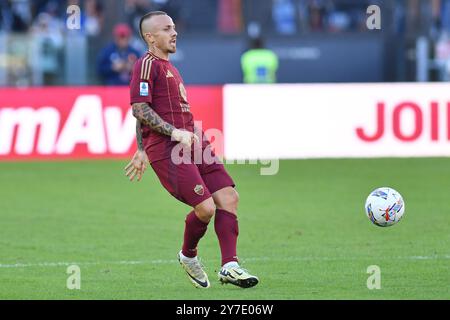 Rome, Latium. 29 septembre 2024. Angelino de L'AS Roma lors du match de Serie A entre Roma et Venezia au stade olympique, Italie, le 29 septembre 2024. Crédit crédit : massimo insabato/Alamy Live News Banque D'Images