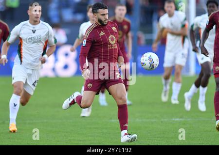 Rome, Latium. 29 septembre 2024. Mario Hermoso de L'AS Roma lors du match de Serie A entre Roma et Venezia au stade olympique, Italie, le 29 septembre 2024. Crédit photo : AllShotLive crédit : Sipa USA/Alamy Live News Banque D'Images