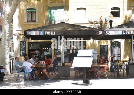 Restaurant L'Òstia à la Placa de la Barceloneta à barcelone, Espagne. Banque D'Images