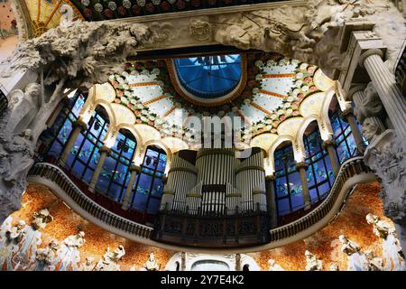 L'intérieur du Palau de la Música Catalana à Barcelone, Espagne. Banque D'Images