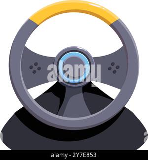 Volant de course moderne avec inserts jaunes, conçu pour les jeux de simulation de conduite immersifs Illustration de Vecteur