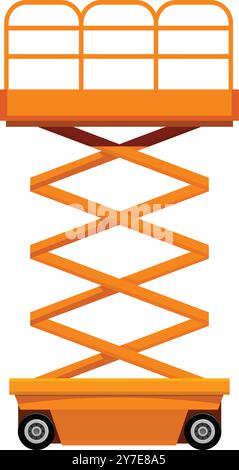 Ascenseur de ciseaux mobile orange debout sur fond blanc Illustration de Vecteur