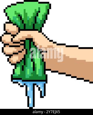 pixel art de l'éponge de l'eau presser le fond isolé Illustration de Vecteur