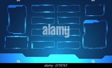 Cyber science-fiction, concepts futuristes éléments hi-tech. Éléments holographiques de l'interface utilisateur hud. Illustration de Vecteur