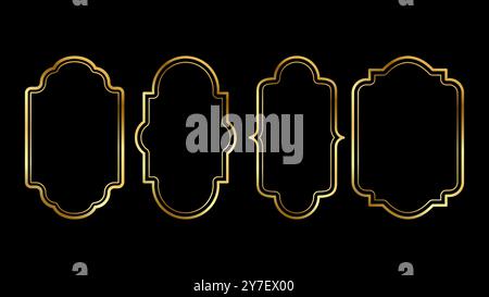 Cadres photo dorés. Cadre photo à bordure dorée pour photos et diapositives. Cadre photo simple cadre doré Illustration de Vecteur