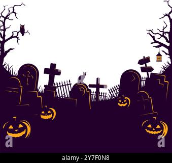Illustration vectorielle de cimetière de motif d'Halloween Illustration de Vecteur