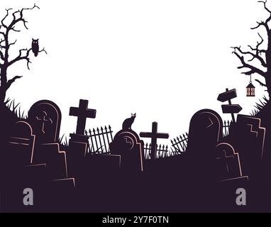 Illustration vectorielle de cimetière de motif d'Halloween Illustration de Vecteur