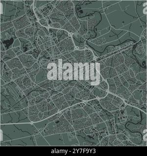 Carte de Kitchener au Canada dans un style sombre et lisse. Contient un vecteur en couches avec routes eau, parcs, etc Illustration de Vecteur