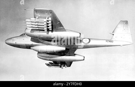Chasseur à réaction Gloster Meteor dans le vol 1951 Banque D'Images