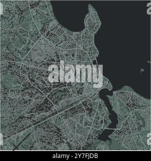 Carte de Dar es Salaam en Tanzanie dans un style sombre et lisse. Contient un vecteur en couches avec routes eau, parcs, etc Illustration de Vecteur