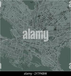 Carte de Monterrey au Mexique dans un style sombre et lisse. Contient un vecteur en couches avec routes eau, parcs, etc Illustration de Vecteur