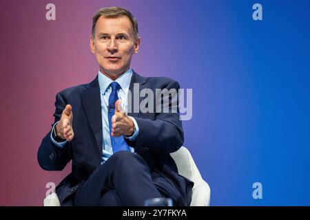 Birmingham, Royaume-Uni. 30 septembre 2024. Conférence du Parti conservateur 2024. Jeremy Hunt. Crédit : Neil Terry/Alamy Live News Banque D'Images