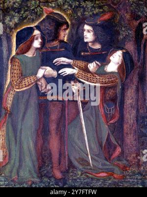 Comment ils se sont rencontrés - 1850-60 par Rossetti au Fitzwilliam Museum, Université de Cambridge, Royaume-Uni Dante Gabriel Rossetti (12 mai 1828 - 10 avril 1882) était un poète, peintre et traducteur anglais. ©TopFoto Banque D'Images