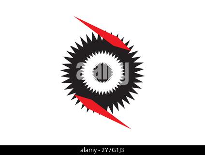 Logo géométrique dynamique rouge et noir de mouvement et d'intensité Illustration de Vecteur