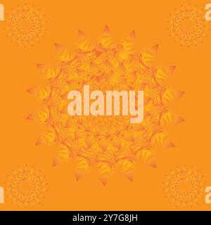 Radiant Amber Mandala, Un kaléidoscope de symétrie et de motifs géométriques complexes pour cartes de vœux, affiches et arrière-plans Illustration de Vecteur