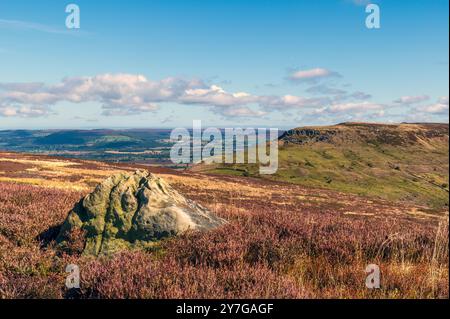 Wainstones et Cleveland Way de Cold Moor, North York Moors, Yorkshire. Banque D'Images