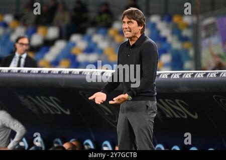 Naples, Italie. 30 septembre 2024. Italie, 29 mars 2024 : Antonio Conte pendant le championnat italien Serie A 2024-2025 match de football entre Napoli et Monza au stade de Maradona, Italie (Felice de Martino/SPP) crédit : SPP Sport Press photo. /Alamy Live News Banque D'Images