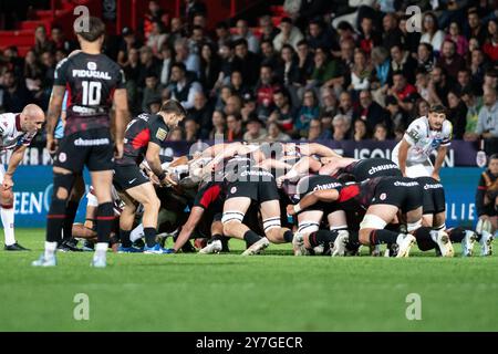 Toulouse, France. 29 septembre 2024. Scrum Toulouse lors du match de rugby à xv du championnat de France Top 14 entre le stade Toulousain (Toulouse) et l'Union Bordeaux-Begles le 29 septembre 2024 au stade Ernest-Wallon de Toulouse - photo Nathan Barange/DPPI crédit : DPPI Media/Alamy Live News Banque D'Images