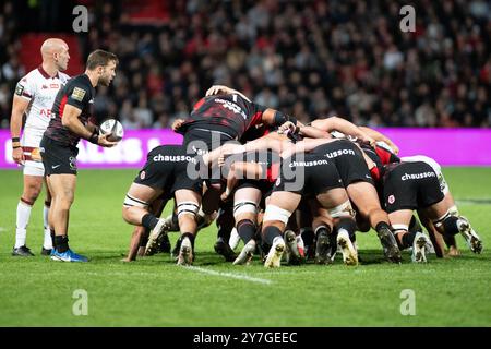 Toulouse, France. 29 septembre 2024. Scrum Toulouse lors du match de rugby à xv du championnat de France Top 14 entre le stade Toulousain (Toulouse) et l'Union Bordeaux-Begles le 29 septembre 2024 au stade Ernest-Wallon de Toulouse - photo Nathan Barange/DPPI crédit : DPPI Media/Alamy Live News Banque D'Images