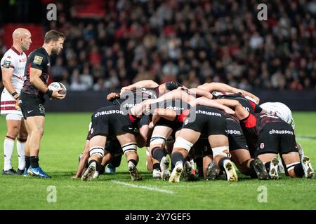 Toulouse, France. 29 septembre 2024. Scrum Toulouse lors du match de rugby à xv du championnat de France Top 14 entre le stade Toulousain (Toulouse) et l'Union Bordeaux-Begles le 29 septembre 2024 au stade Ernest-Wallon de Toulouse - photo Nathan Barange/DPPI crédit : DPPI Media/Alamy Live News Banque D'Images