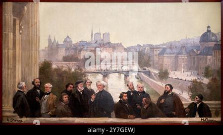 Le Panorama du siècle, Dupré, Rousseau, Isabey, Millet, couture, Daubigny, Diaz, Corot, Troyon, Fromentin, Barye, Decamp, Courbet, Robert-Fleury, 1889, huile sur toile, Henri Gervex (1852-1929) et Alfred Stevens (1823-1906), petit Palais, Musée des Beaux-Arts de la ville de Paris, Musée des Beaux-Arts de la ville de Paris, France. Banque D'Images