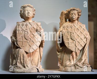 Anges, Val de Loire, vers 1460-1470, Pierre calcaire, traces de polychromie, musée national du moyen âge, Musée de Cluny, Paris. France. Banque D'Images